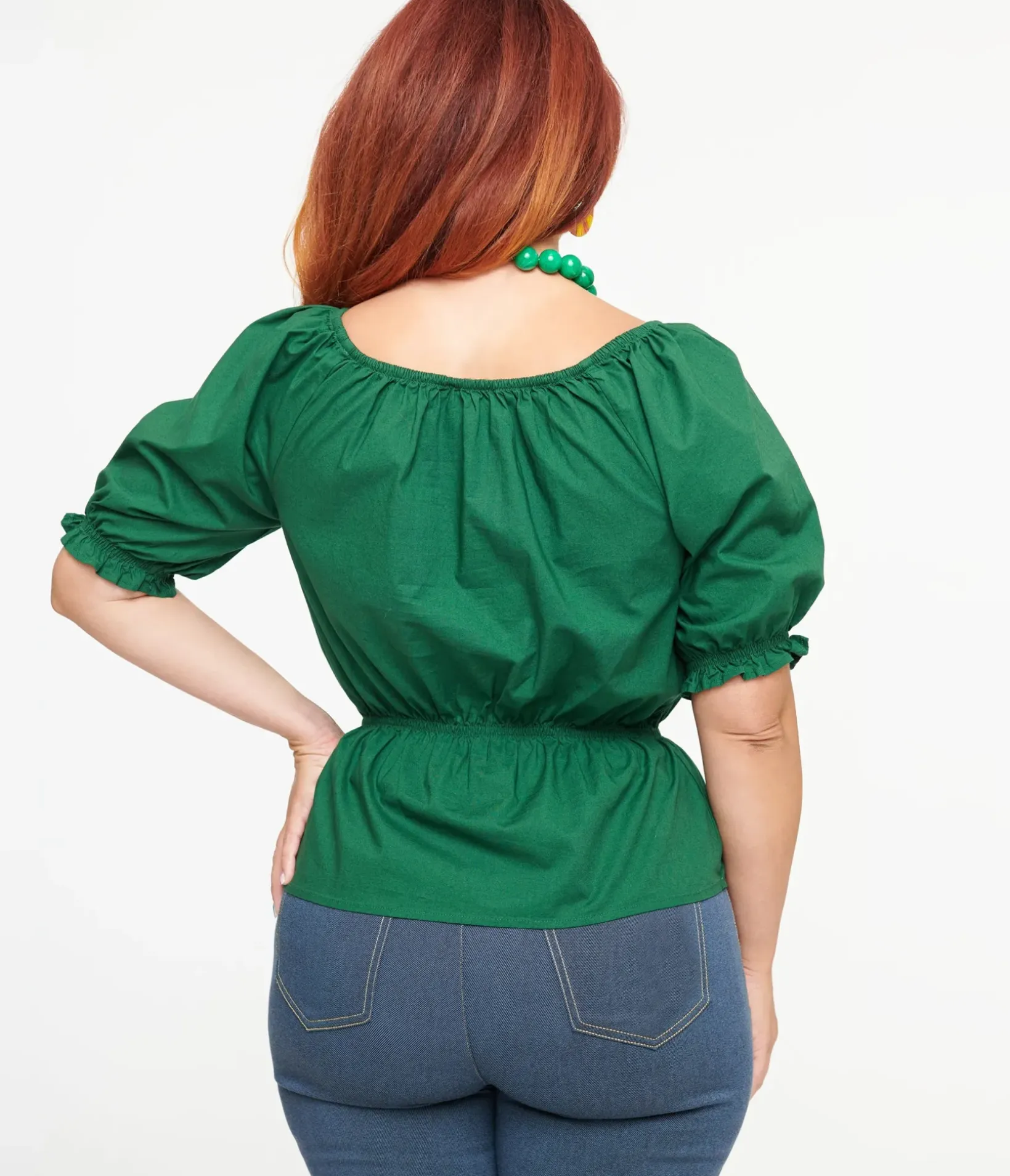 Unique Vintage Blouses|Work Wear>Collectif 1940s Green Ellie Top