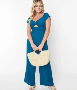 Unique Vintage Rompers & Jumpsuits|Rompers & Jumpsuits>Collectif Teal Roisin Jumpsuit