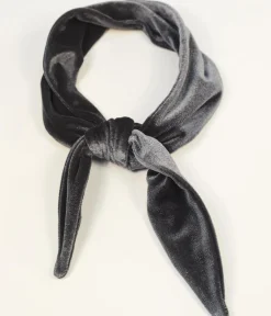 Unique Vintage All Things Black>Dark Grey Velvet Scarf