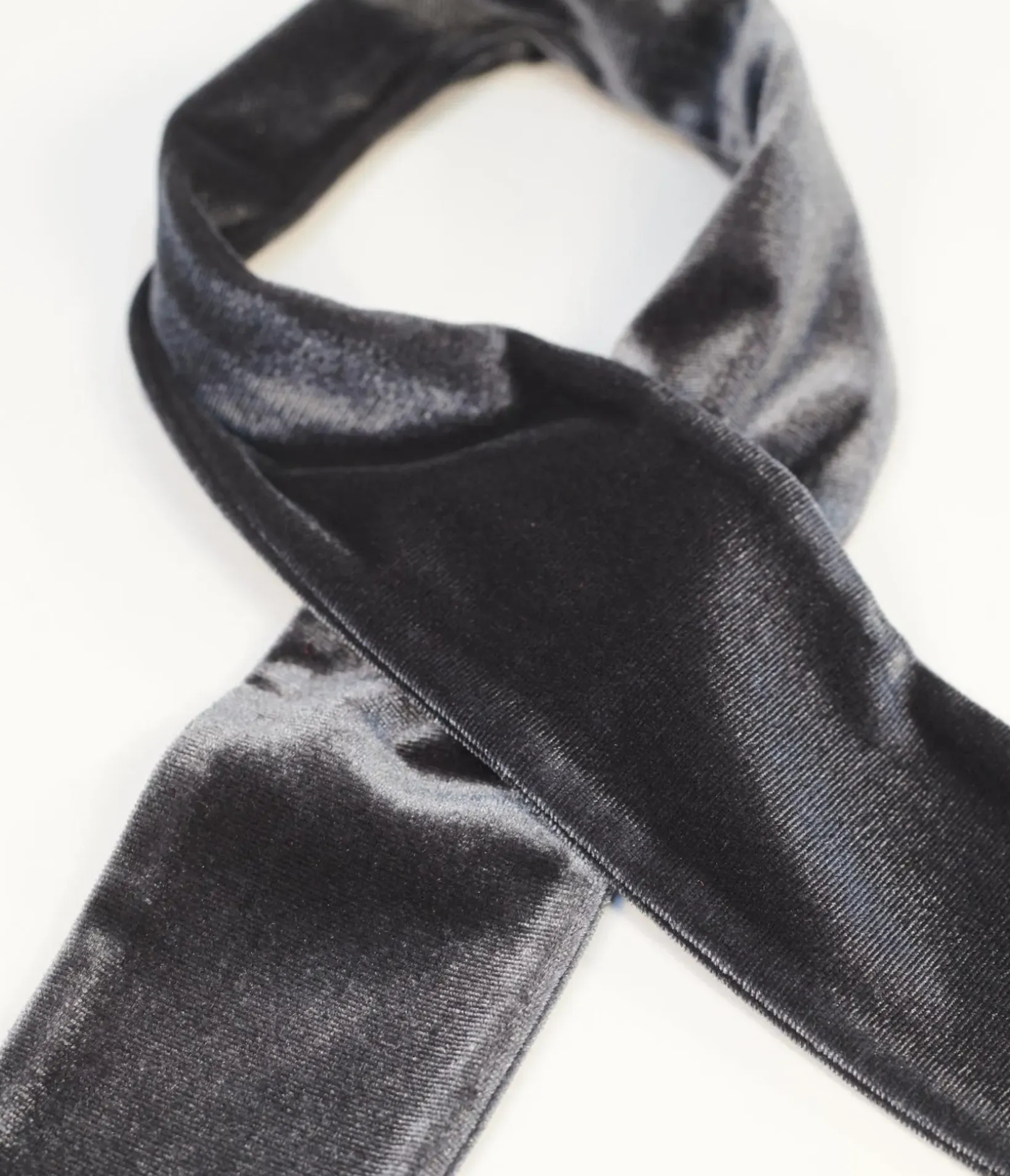 Unique Vintage All Things Black>Dark Grey Velvet Scarf