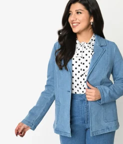 Unique Vintage Jackets|Coats & Jackets>Denim Washed Blazer