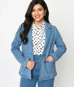 Unique Vintage Jackets|Coats & Jackets>Denim Washed Blazer
