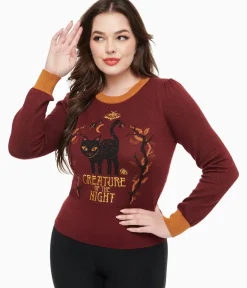 Unique Vintage Sweaters & Cardigans>Disney Hocus Pocus Collection by Burgundy Binx Hocus Pocus Embroidered Sweater