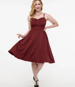 Unique Vintage Swing|Everyday Dresses>Disney Hocus Pocus Collection by Burgundy & Grey Plaid Hocus Pocus Capelet Swing Dress