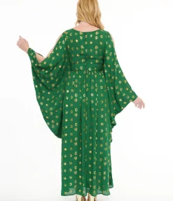 Unique Vintage Maxi|Caftans>Disney Hocus Pocus Collection by Green & Gold Moon Print Caftan