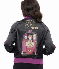 Unique Vintage Coats & Jackets|All Things Black>Disney Hocus Pocus Collection by Purple & Black Hocus Pocus Spell Bomber Jacket