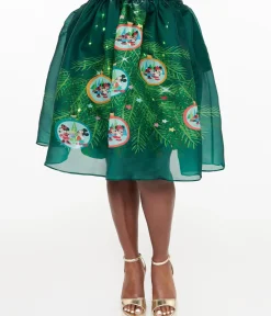 Unique Vintage Skirts|Skirts>Disney Holiday Collection by Plus Size Light Up Green Mickey & Minnie Christmas Tree Ballerina Skirt
