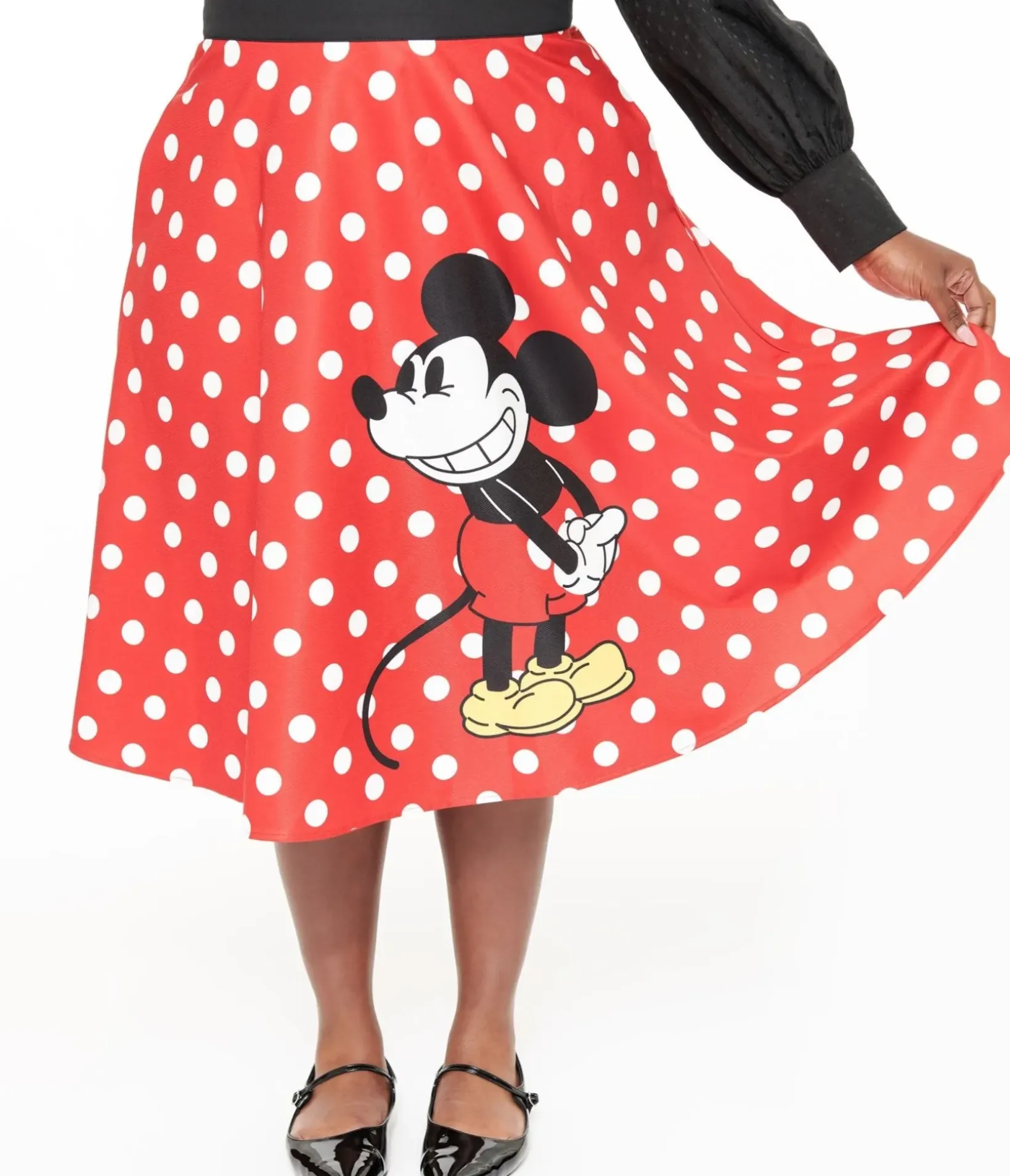 Unique Vintage Skirts|Skirts>Disney Mickey & Friends Collection by Plus Size Red & White Polka Dot Mickey Mouse Vivien Swing Skirt