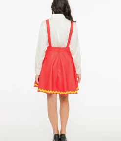 Unique Vintage Skirts|All Things Red>Disney Mickey & Friends Collection by Red Mickey Face Pinafore