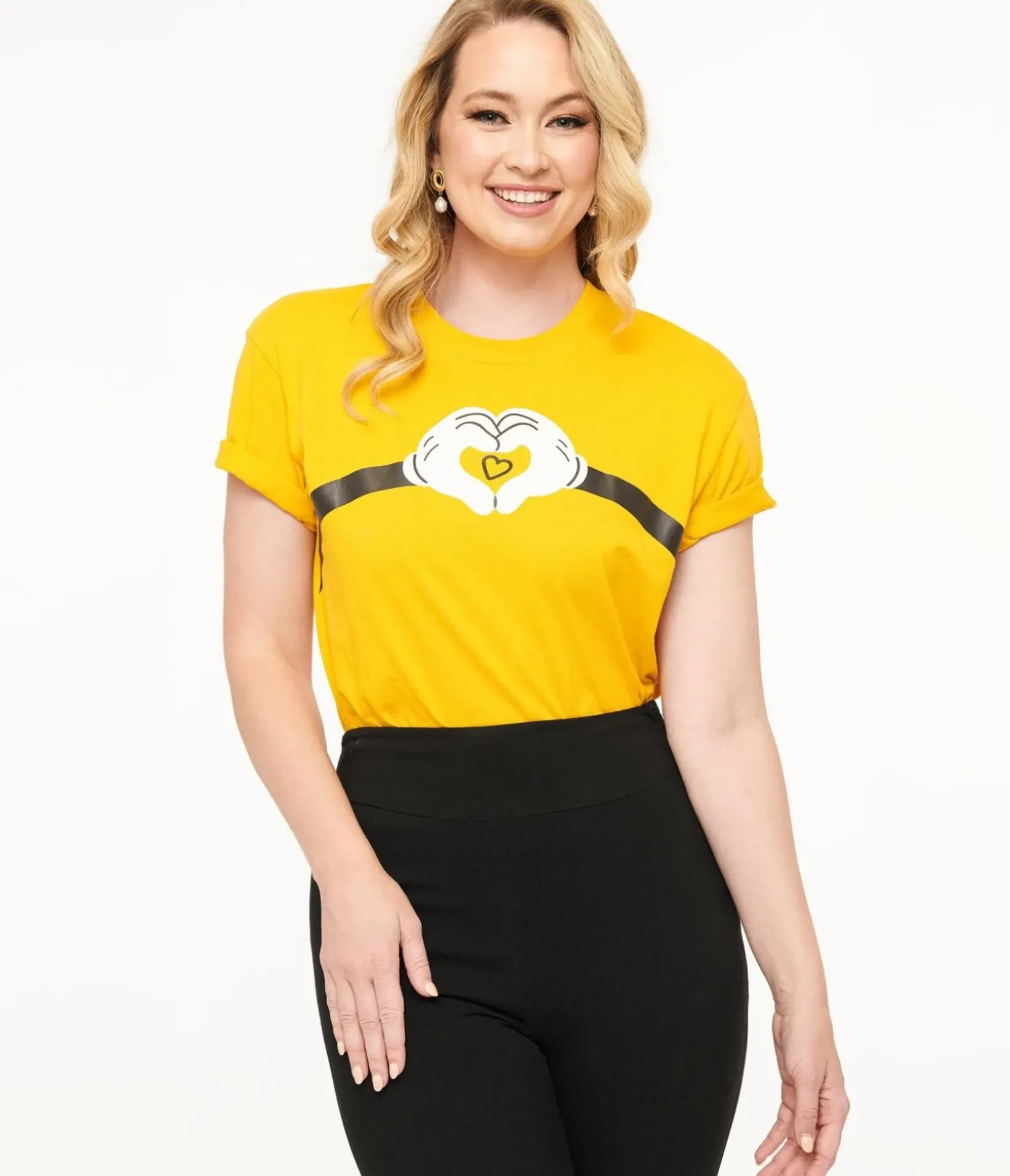 Unique Vintage Graphic Tees|Graphic Tees>Disney Mickey & Friends Collection by Yellow Mickey Mouse Heart Unisex Graphic Tee