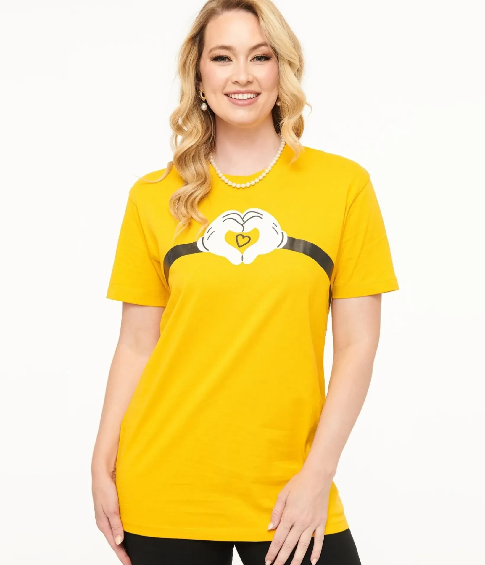 Unique Vintage Graphic Tees|Graphic Tees>Disney Mickey & Friends Collection by Yellow Mickey Mouse Heart Unisex Graphic Tee