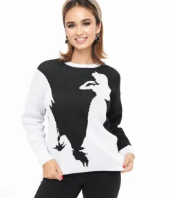 Unique Vintage Sweaters & Cardigans|All Things Black>Disney Princess collection by Black & White Maleficent Aurora Sweater