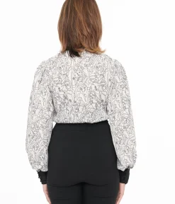 Unique Vintage Blouses|Work Wear>Disney Princess collection by Ivory & Black Princess Print Gwen Blouse