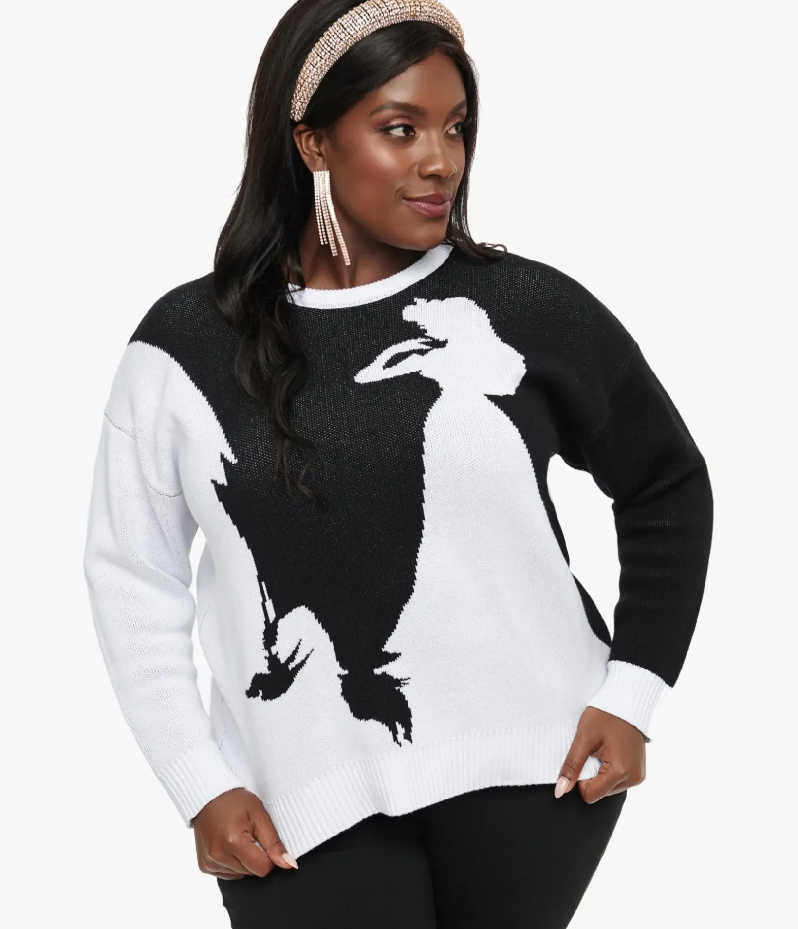 Unique Vintage Sweaters & Cardigans|Sweaters & Cardigans>Disney Princess collection by Plus Size Black & White Maleficent Aurora Sweater