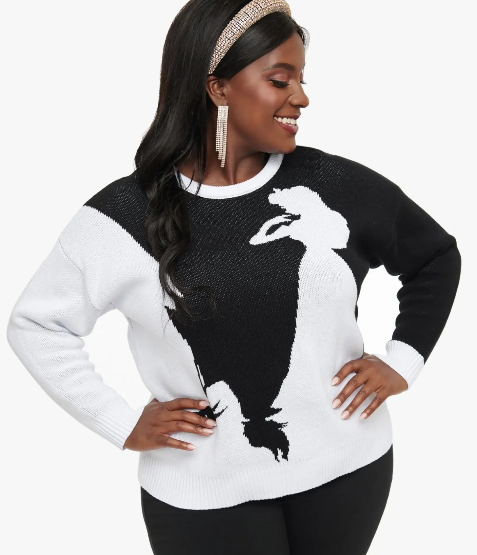 Unique Vintage Sweaters & Cardigans|Sweaters & Cardigans>Disney Princess collection by Plus Size Black & White Maleficent Aurora Sweater