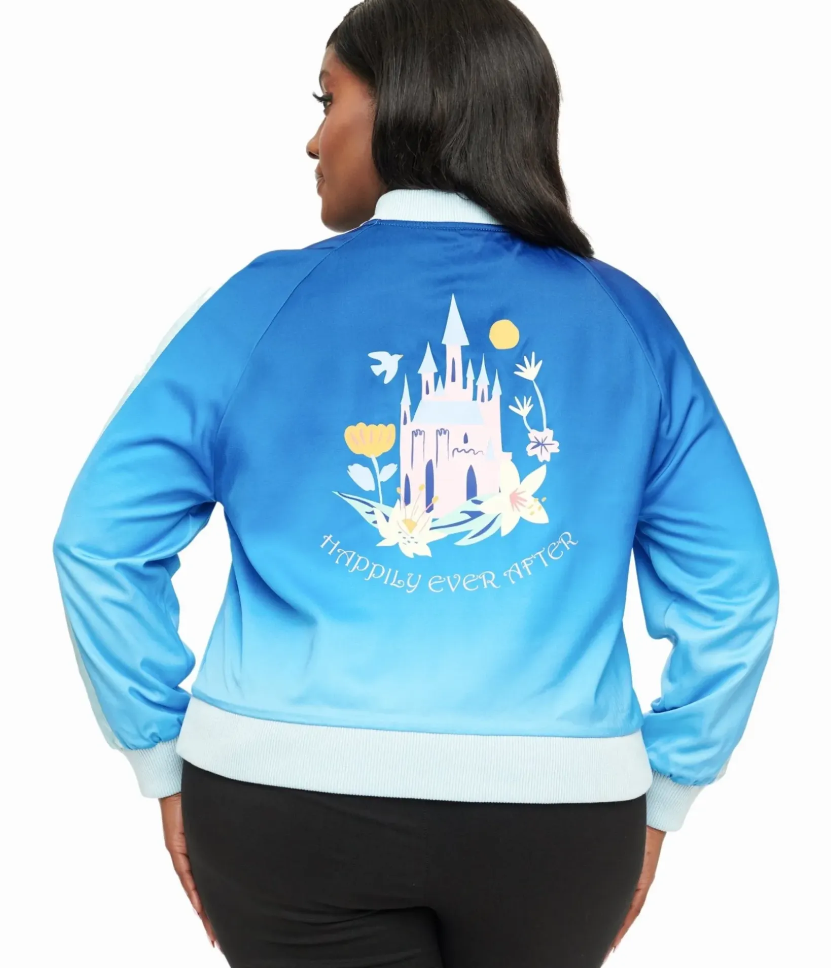 Unique Vintage Jackets|Coats & Jackets>Disney Princess collection by Plus Size Cinderella Blue Ombre Long Sleeve Bomber Jacket