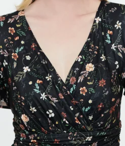 Unique Vintage Rompers & Jumpsuits|Rompers & Jumpsuits>Dolly & Dotty Black Floral Meadow Butterfly Sleeve Jumpsuit