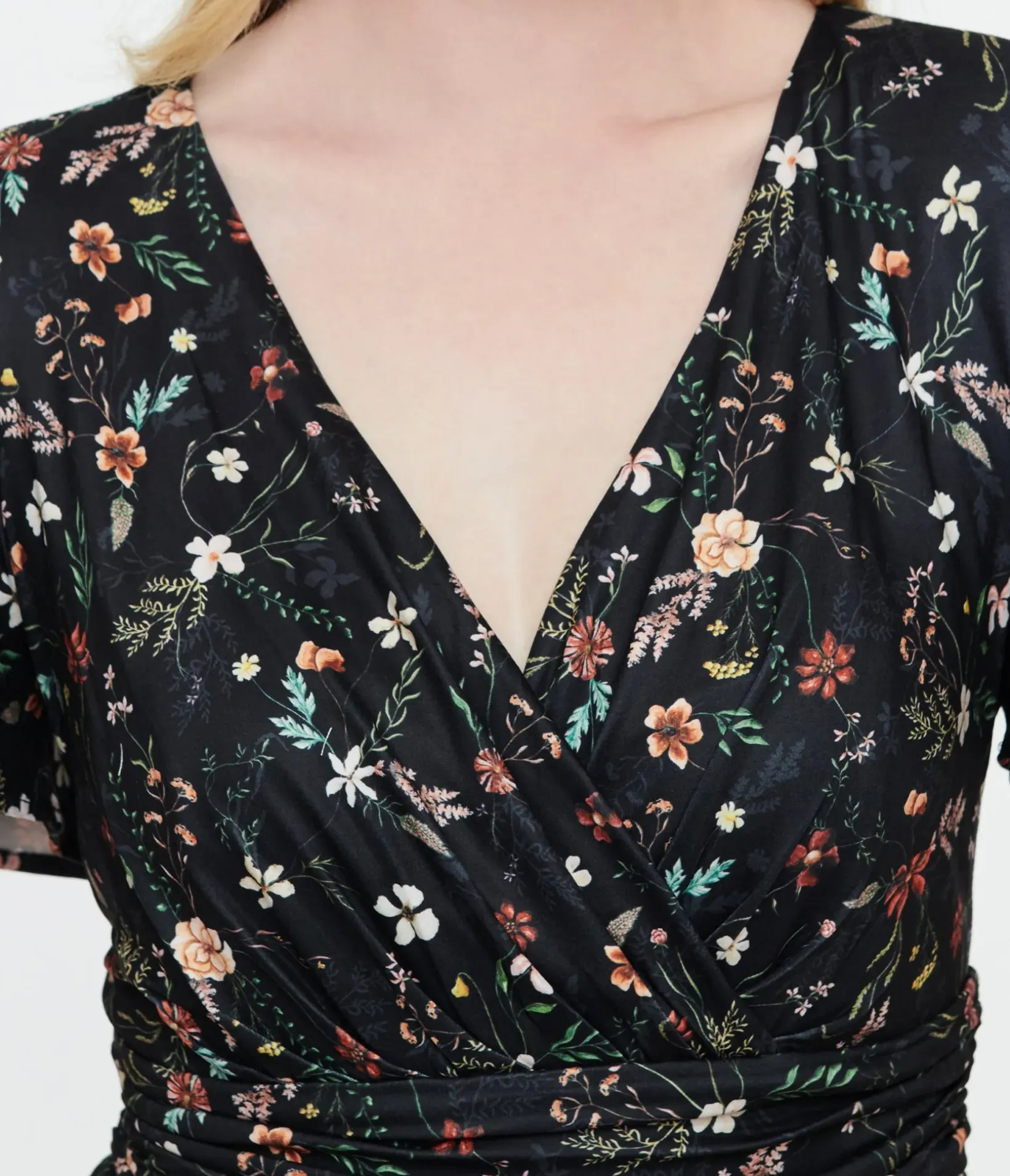Unique Vintage Rompers & Jumpsuits|Rompers & Jumpsuits>Dolly & Dotty Black Floral Meadow Butterfly Sleeve Jumpsuit
