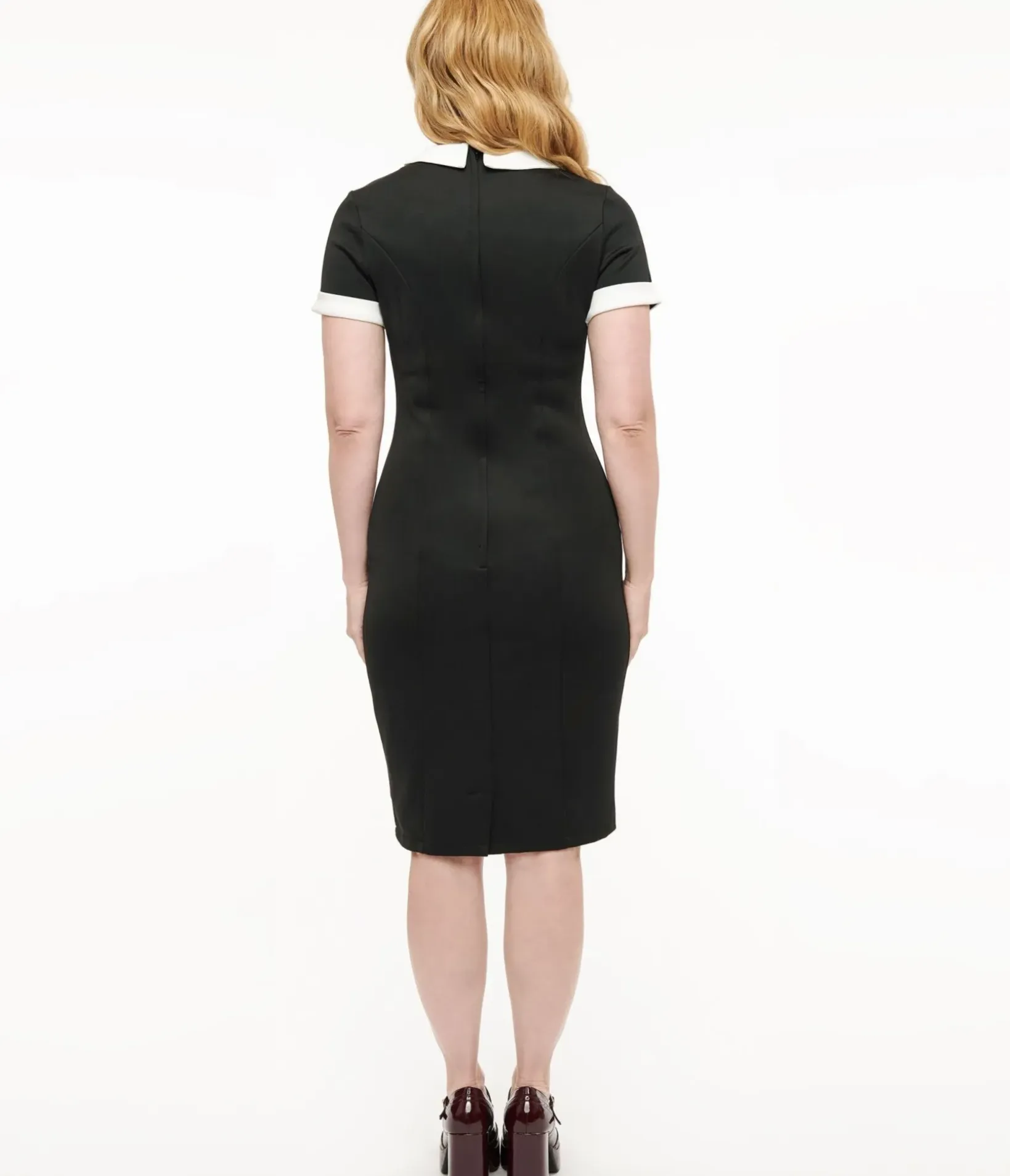 Unique Vintage Pencil|Pencil>Dolly & Dotty 1950s Black & White Toni Wiggle Dress