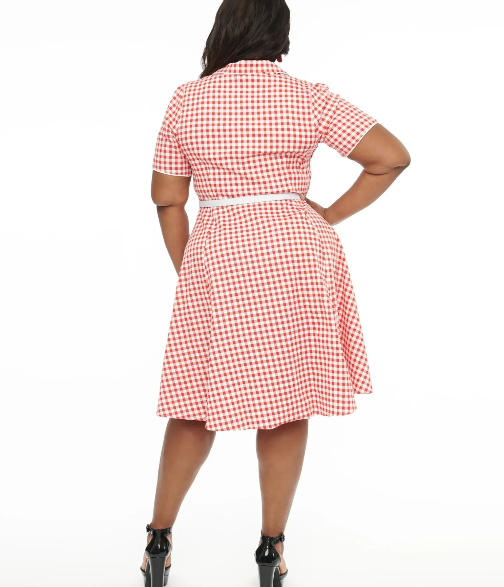 Unique Vintage Swing|Swing>Dolly & Dotty 1950s Red Gingham Penelope Rockabilly Swing Shirt Dress