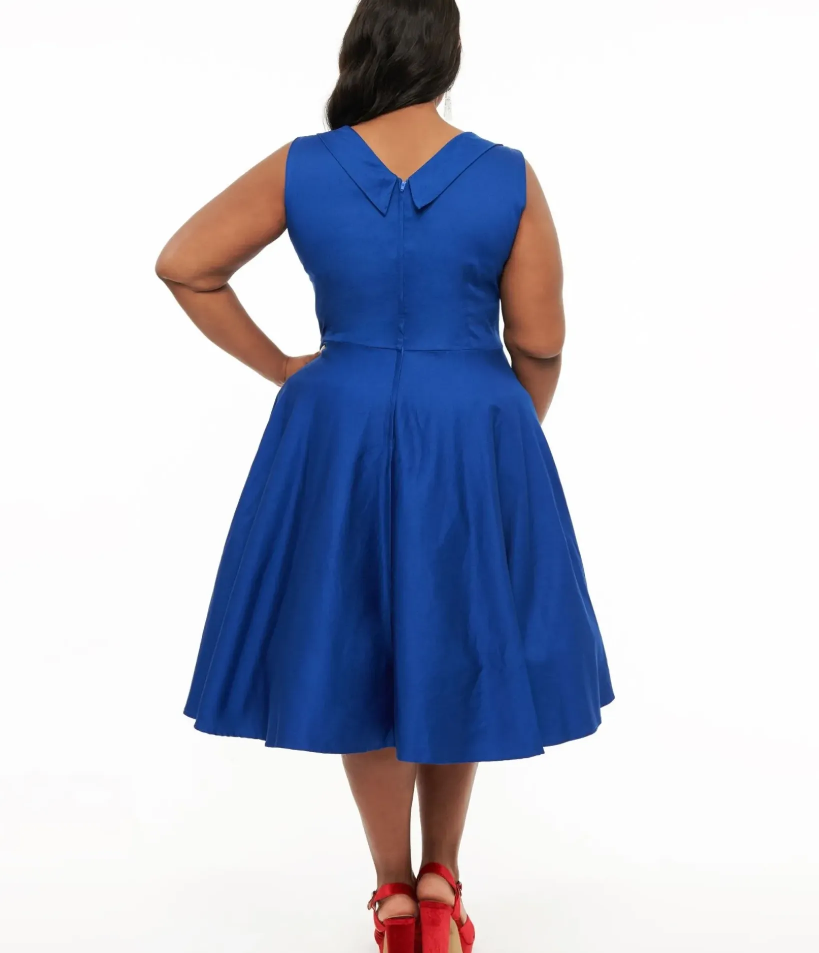 Unique Vintage Swing|Midi>Dolly & Dotty 1950s Royal Blue Grace Swing Dress