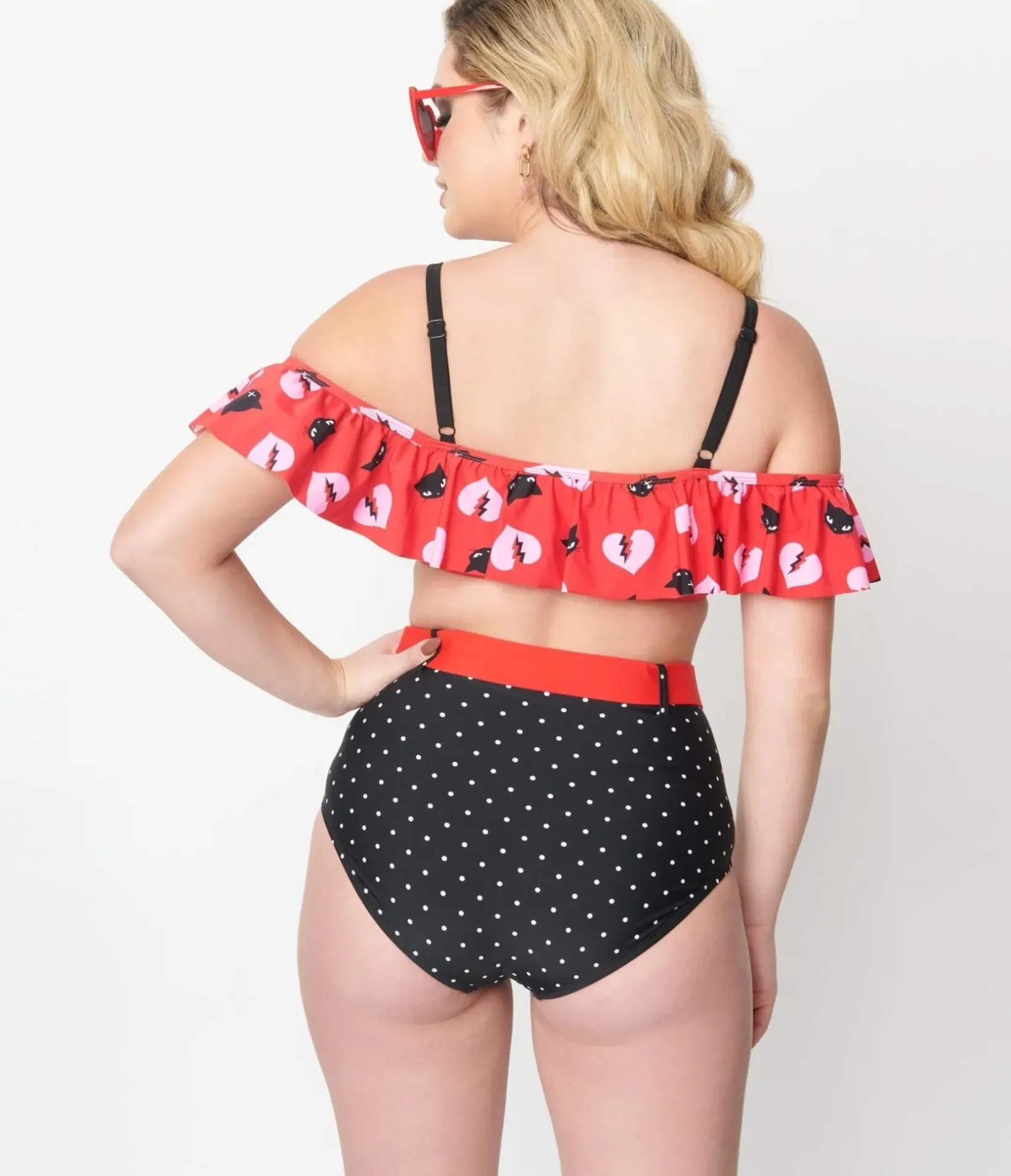 Unique Vintage Swim Bottoms>Emily The Strange x Black Pin Dot Swim Bottoms