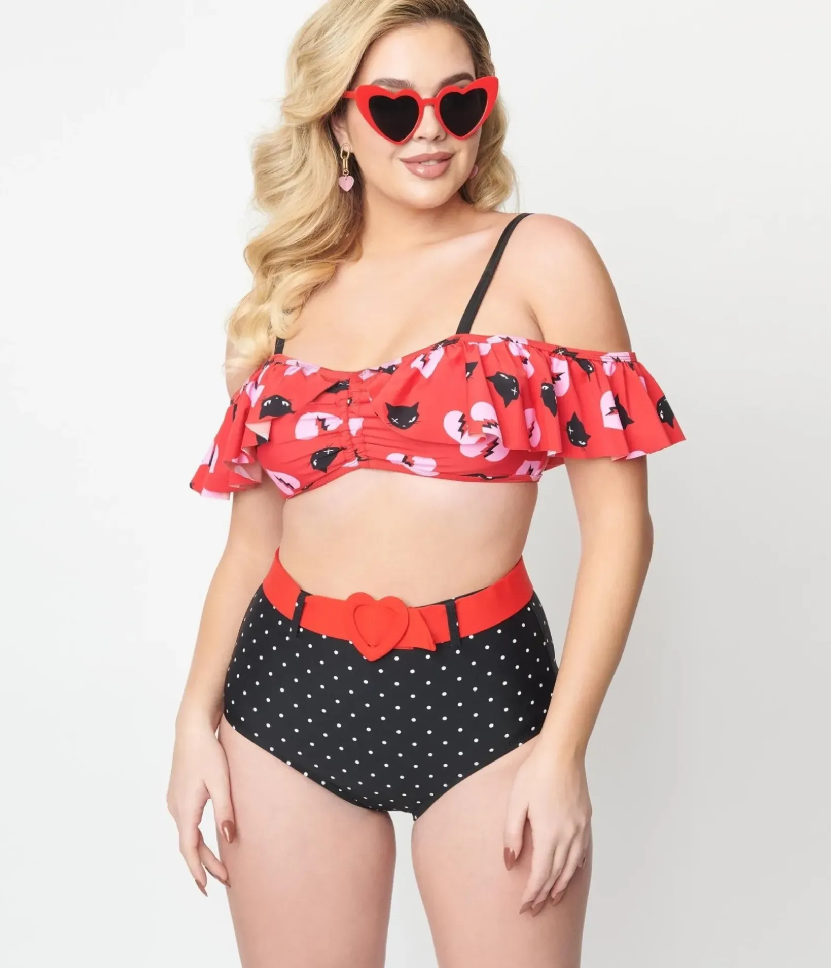 Unique Vintage Swim Bottoms>Emily The Strange x Black Pin Dot Swim Bottoms