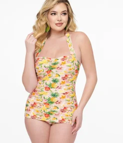 Unique Vintage One Piece Swim|Summer Vacation><noscript><img width=