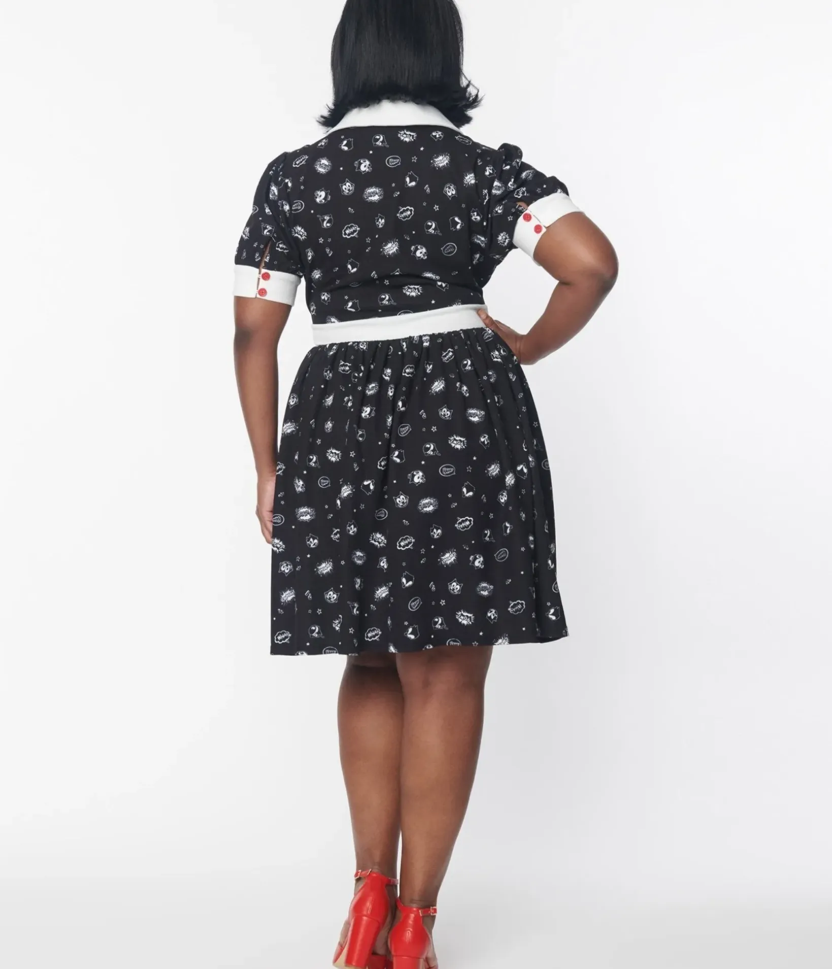 Unique Vintage Fit & Flare|Pocket Dresses>Felix the Cat x Felix Comic Flare Dress