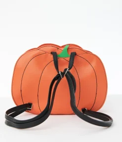 Unique Vintage Halloween|Novelty Bags>Glitter Jack O Lantern Backpack