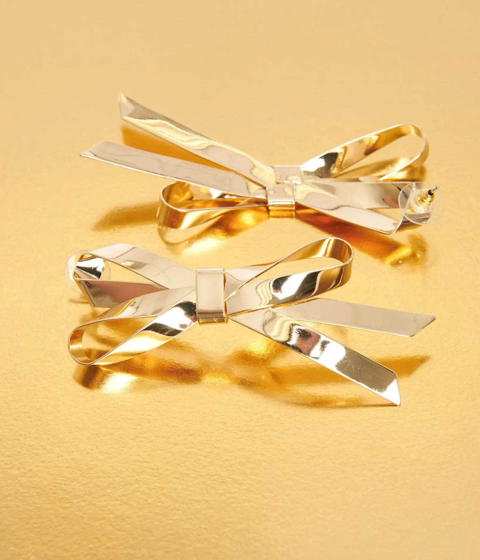 Unique Vintage Earrings>Gold Bow Drop Earrings