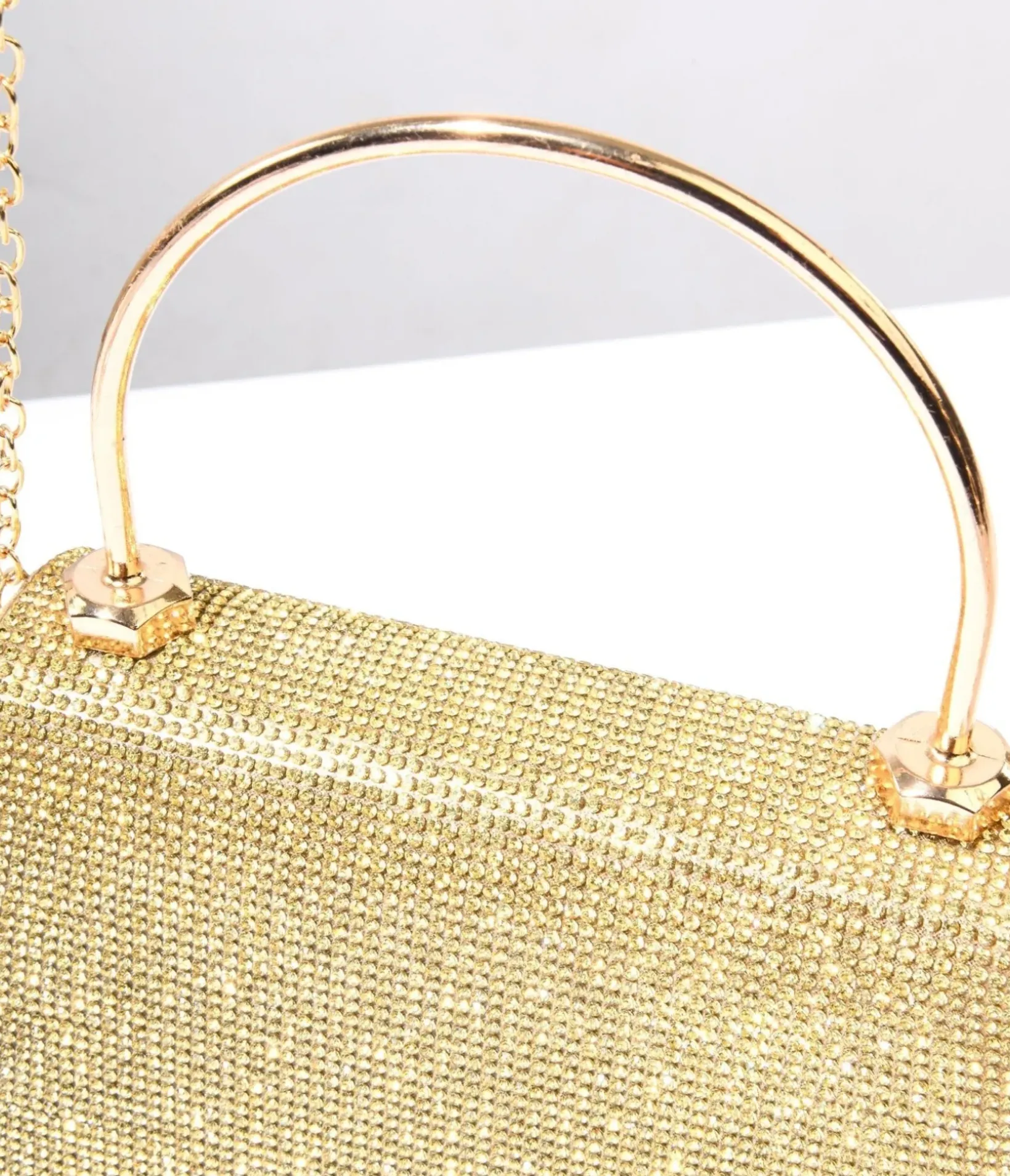 Unique Vintage Special Occasion|Prom Accessories>Gold Rhinestone Mirror Metallic Mini Handbag