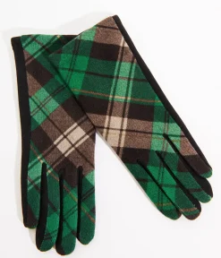 Unique Vintage Gloves & Scarves>Green & Black Plaid Gloves