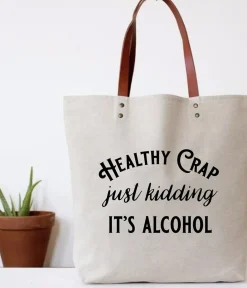 Unique Vintage Tote Bags>Healthy Crap Canvas Tote Bag