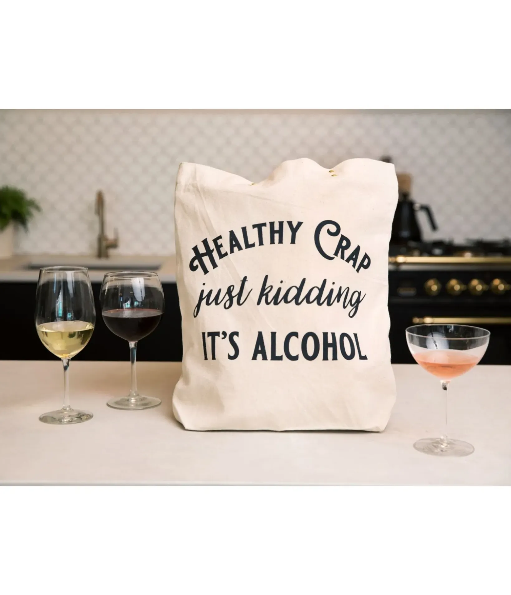 Unique Vintage Tote Bags>Healthy Crap Canvas Tote Bag