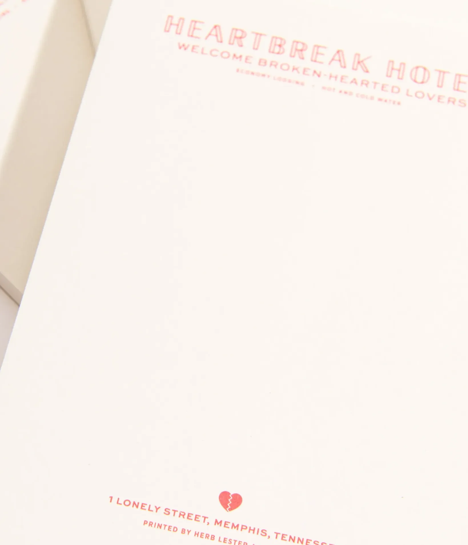 Unique Vintage Gift Under $20|Stationary>Heartbreak Hotel Notepad
