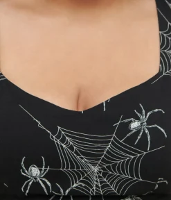 Unique Vintage Midi|Everyday Dresses>Hell Bunny Black Grunge Spider Midi Dress