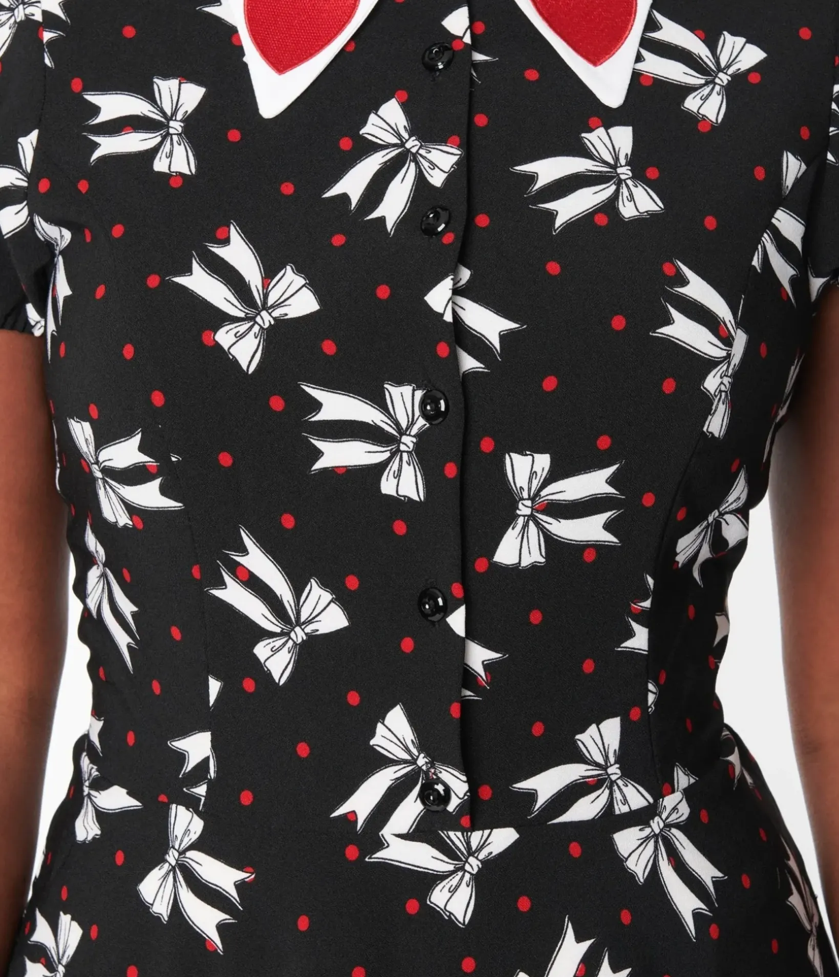 Unique Vintage Fit & Flare|Fit & Flare>Hell Bunny Black & White Bow Print Bobbie Mini Dress