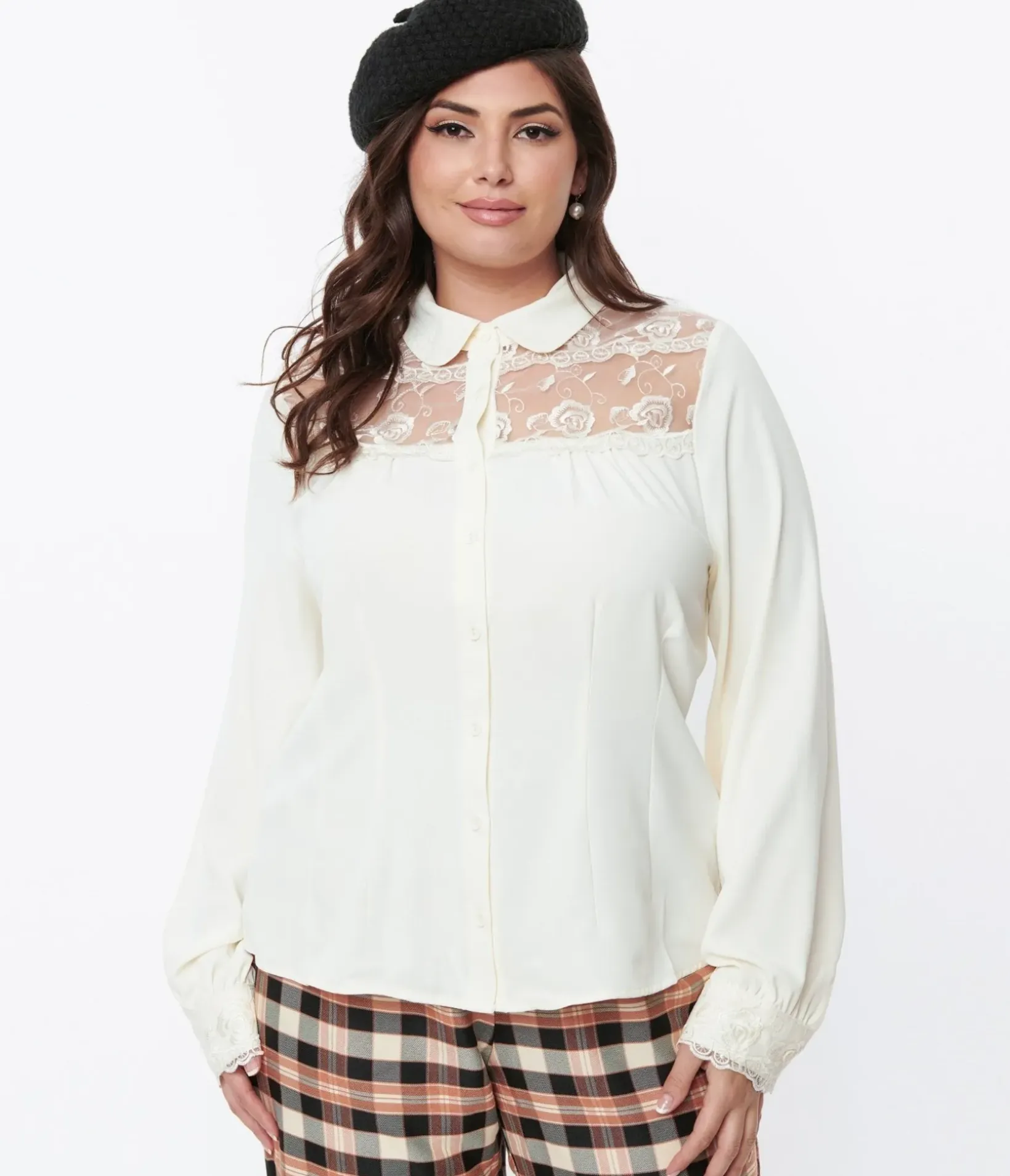 Unique Vintage Blouses|Blouses>Hell Bunny Ivory Lucille Blouse