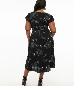 Unique Vintage Midi|Everyday Dresses>Hell Bunny Plus Size Black Grunge Spider Midi Dress