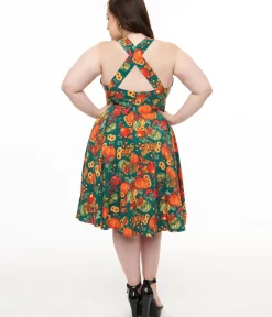 Unique Vintage Swing|Pocket Dresses>Hell Bunny Plus Size 1950s Autumn Pinafore Swing Dress