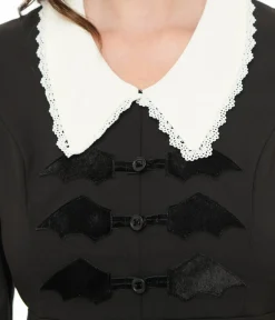 Unique Vintage Everyday Dresses|Halloween>Hell Bunny 1960s Black Batilda Mini Dress