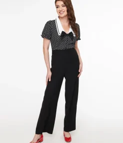 Unique Vintage Pants|All Things Black>Hell Bunny 1940s Black Ginger Trousers