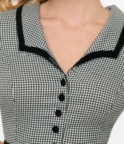 Unique Vintage Swing|Pocket Dresses>Hell Bunny 1950s Black & White Houndstooth Swing Dress