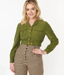 Unique Vintage Jackets|Coats & Jackets>Hell Bunny 1940s Green Ravenswood Jacket