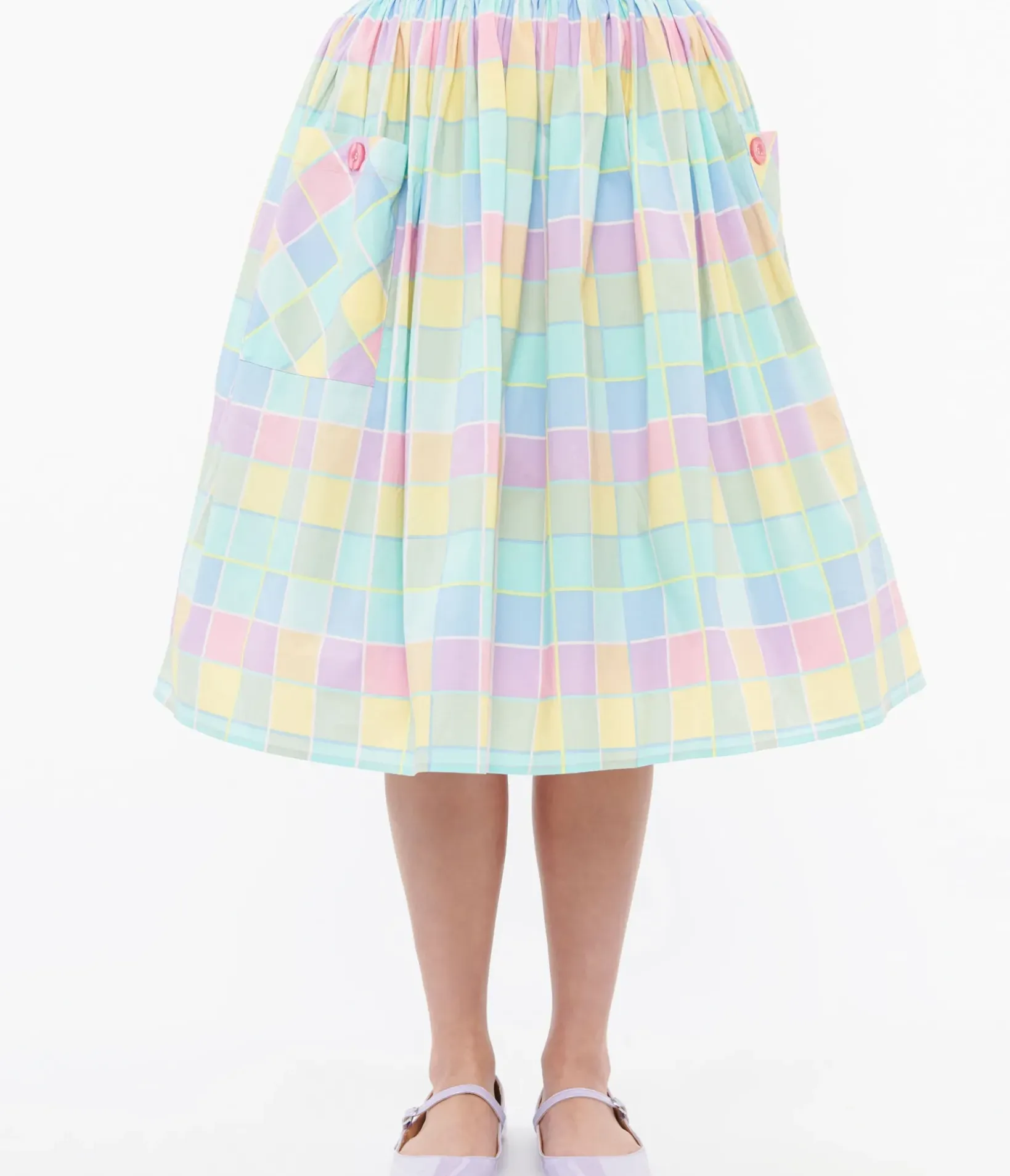 Unique Vintage Skirts|Pride>Hell Bunny 1950s Pastel Check Cotton Skye Swing Skirt