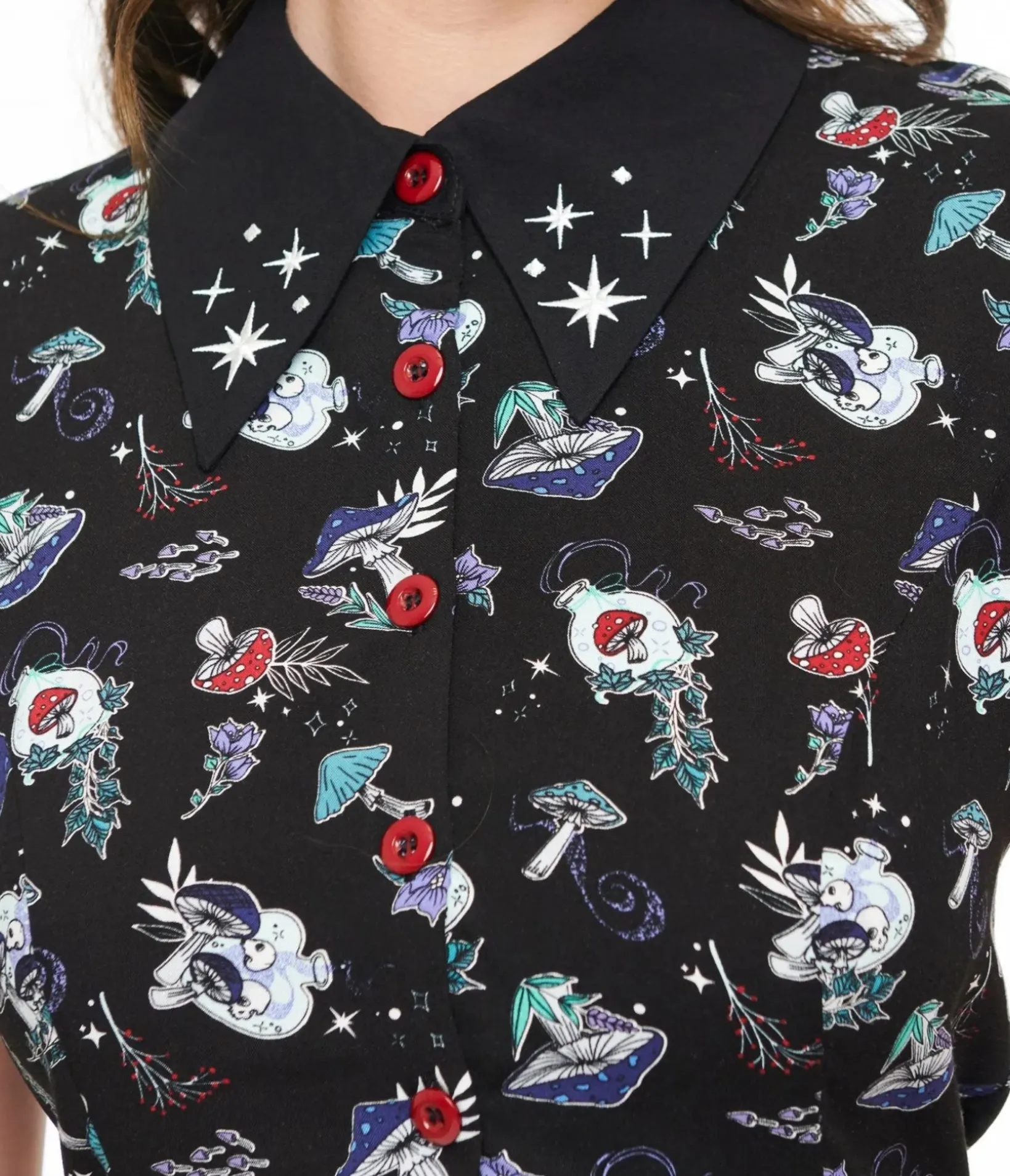 Unique Vintage Fit & Flare|Pocket Dresses>Hell Bunny Witchy Woodland Amanita Mini Dress