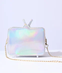 Unique Vintage Novelty Bags>Holographic Brain Washed TV Crossbody Bag