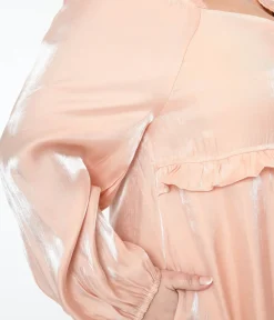 Unique Vintage Babydoll|Babydoll>Iridescent Peach Ruffled Babydoll Dress