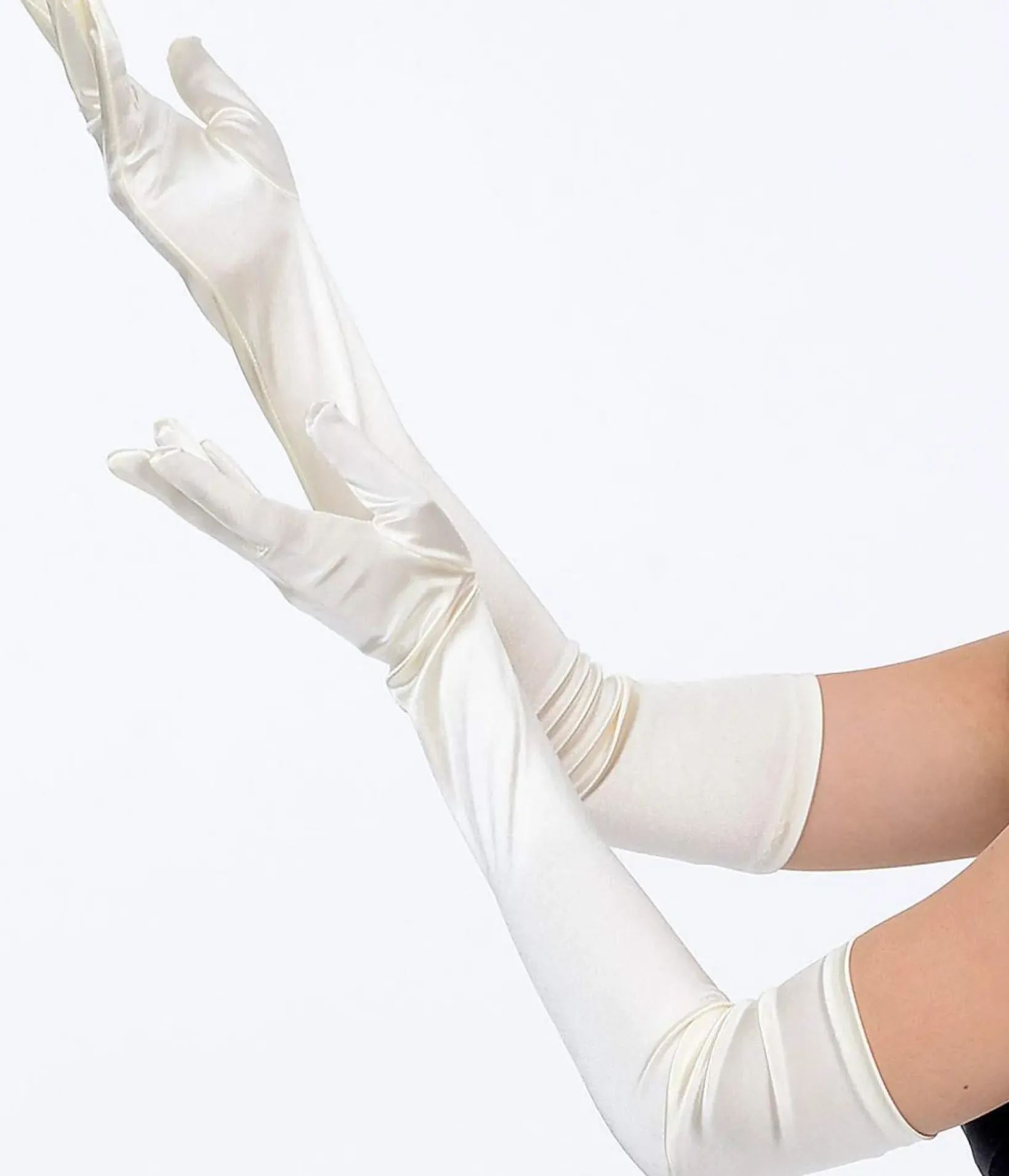Unique Vintage Special Occasion|Prom Accessories>Ivory Satin 23'' Opera Length Gloves